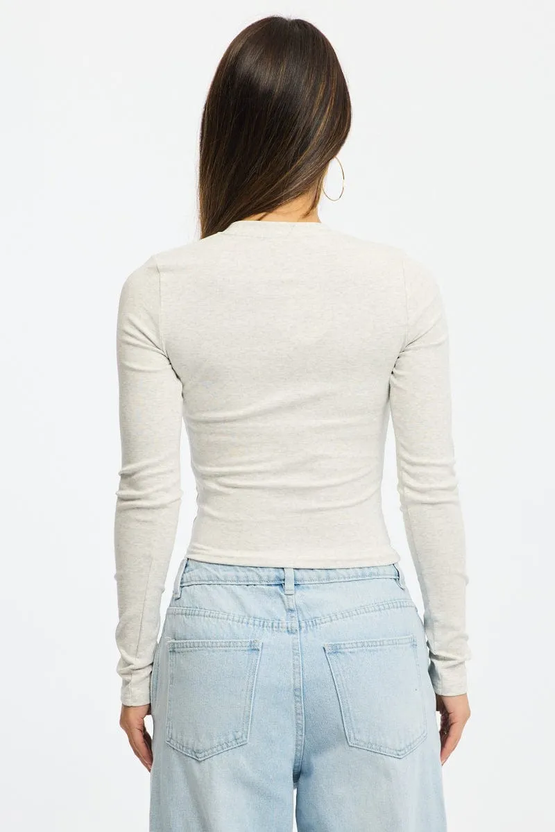 Grey Graphic Tee Long Sleeve sold by Ally Fashion product image thumbnail 4