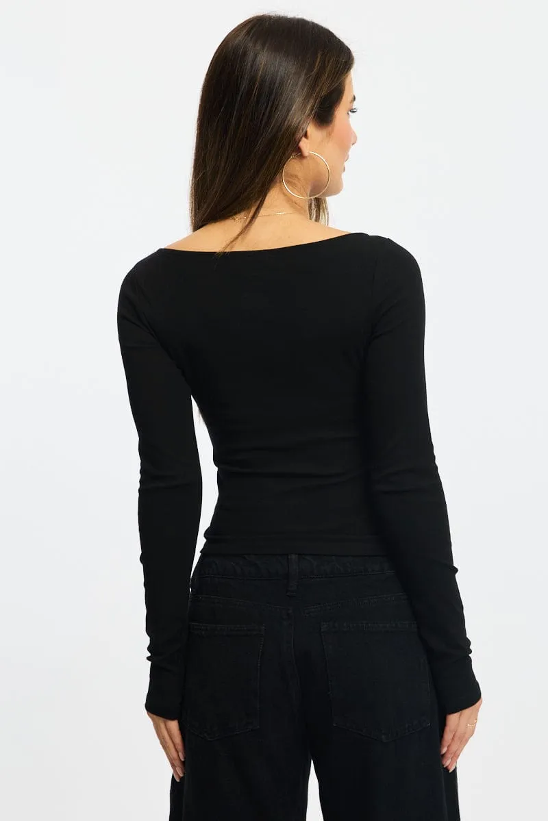 Black Graphic Tee Long Sleeve sold by Ally Fashion product image thumbnail 4