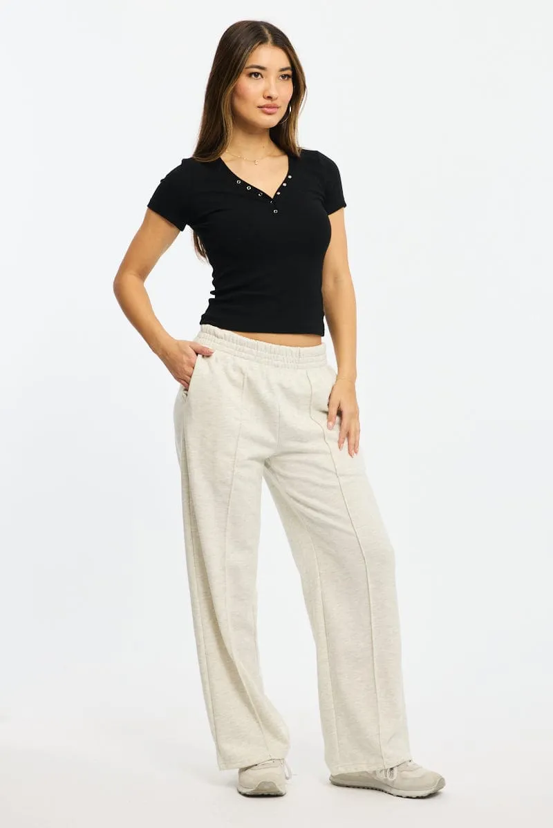 Grey Track Pants Wide Leg sold by Ally Fashion product image thumbnail 3