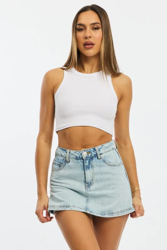 Denim Mini Skorts High Rise sold by Ally Fashion