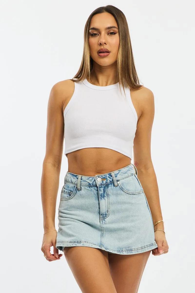 Denim Mini Skorts High Rise sold by Ally Fashion