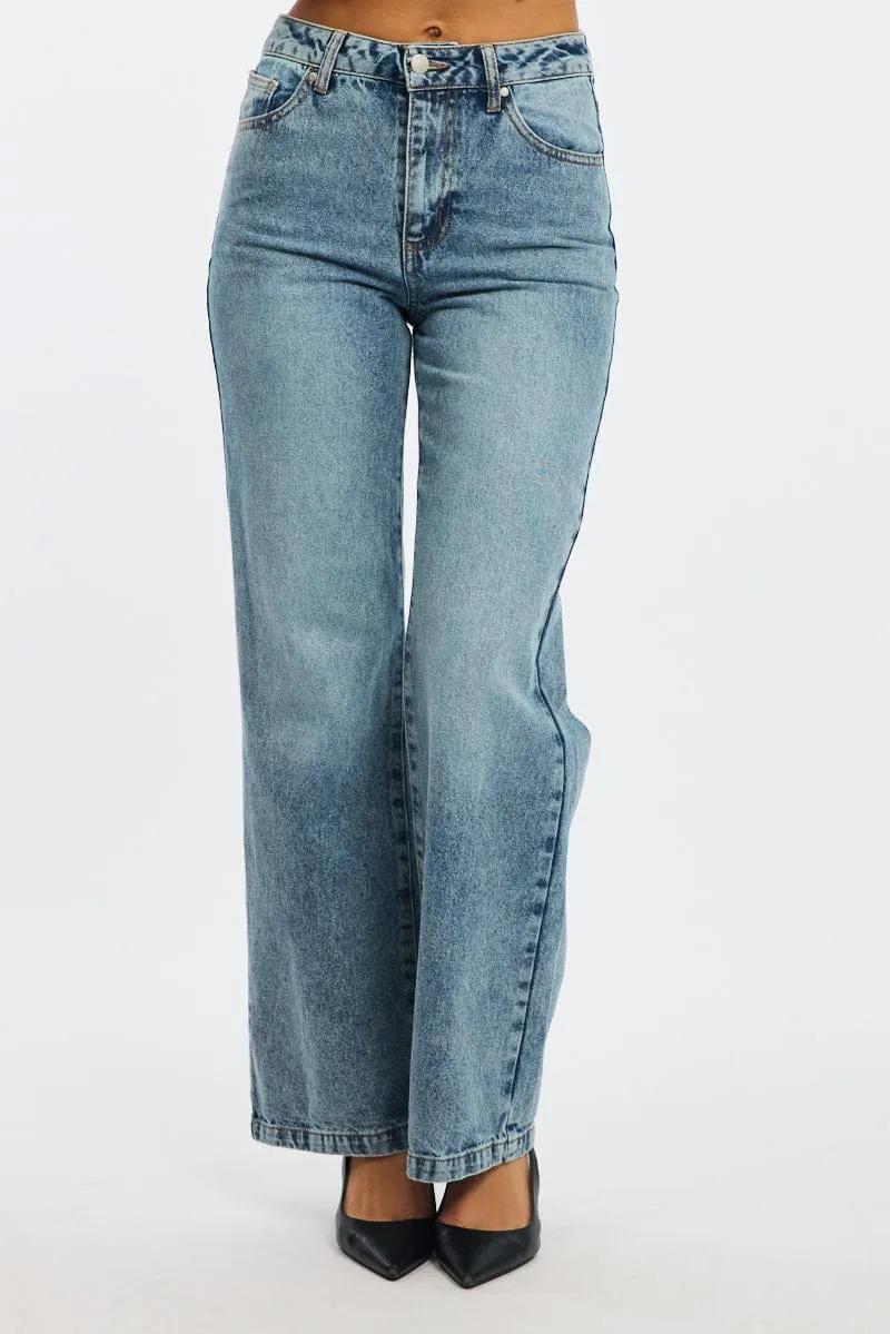 Denim Wide Leg Jeans Mid Rise sold by Ally Fashion product image thumbnail 2