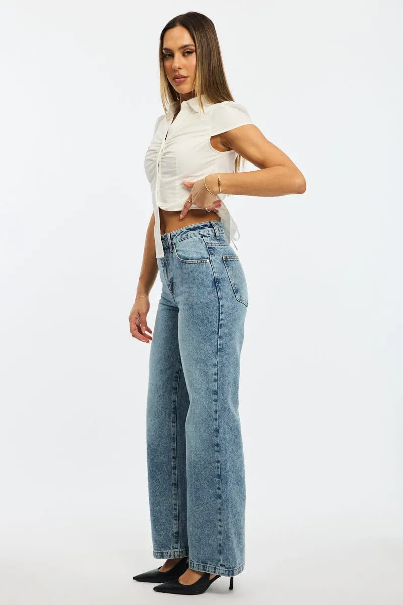 Denim Wide Leg Jeans Mid Rise sold by Ally Fashion product image thumbnail 3
