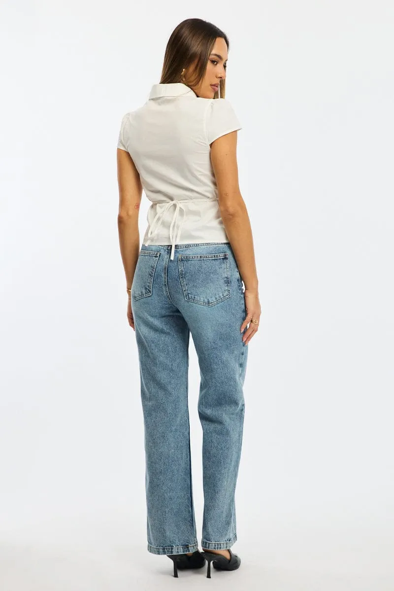 Denim Wide Leg Jeans Mid Rise sold by Ally Fashion product image thumbnail 4