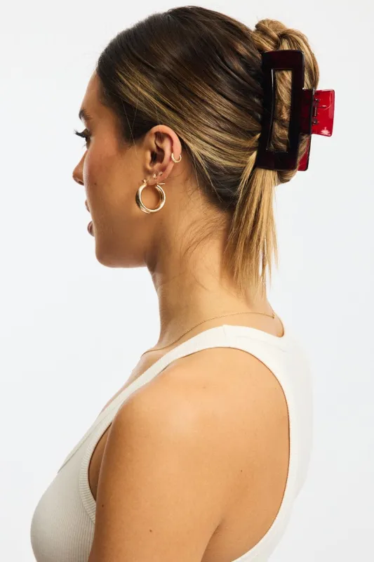 Red Large Rectangle Claw Clip sold by Ally Fashion
