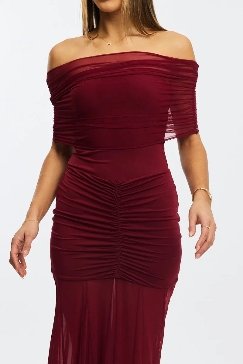 Red Off Shoulder Maxi Dress Mesh sold by Ally Fashion product image thumbnail 5