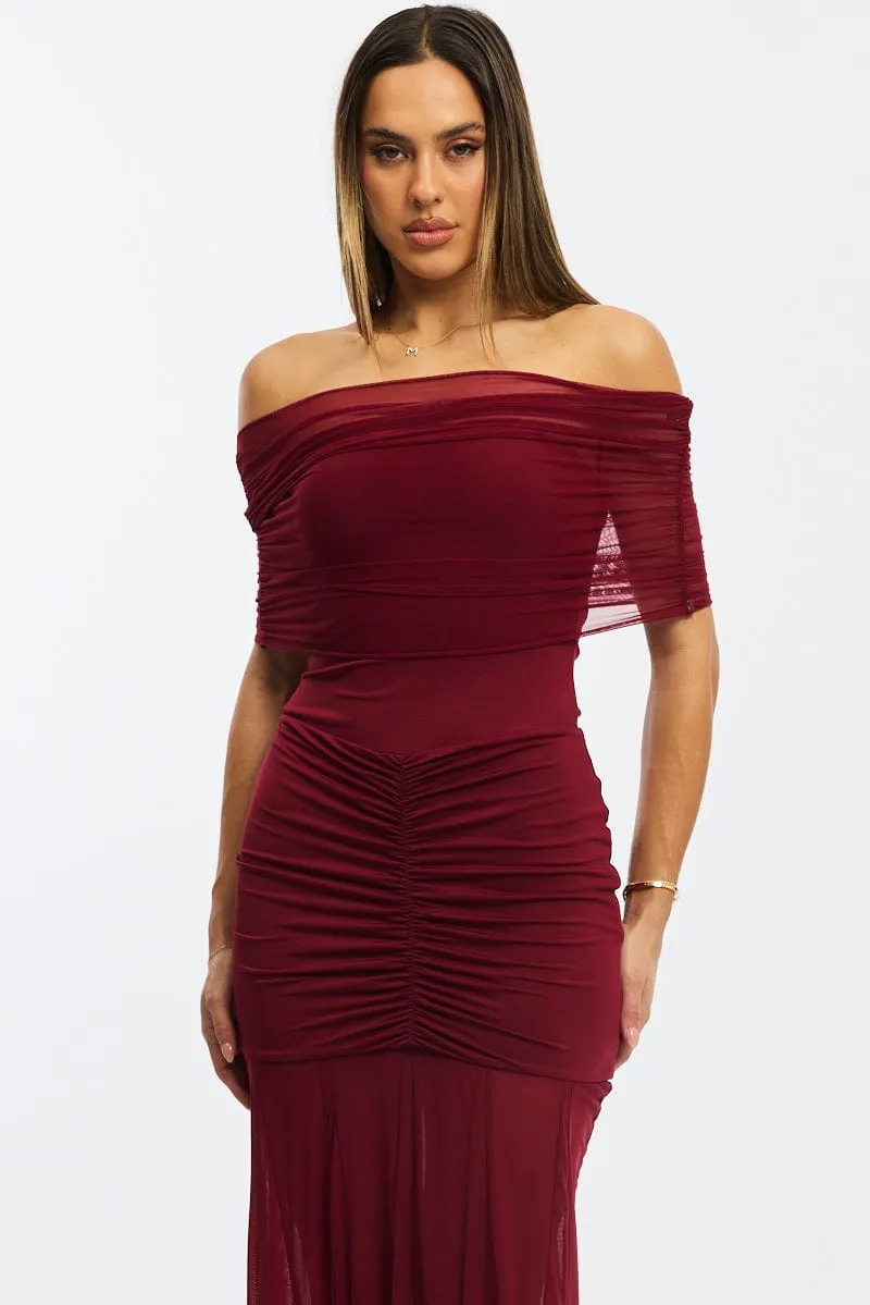 Red Off Shoulder Maxi Dress Mesh sold by Ally Fashion product image thumbnail 2