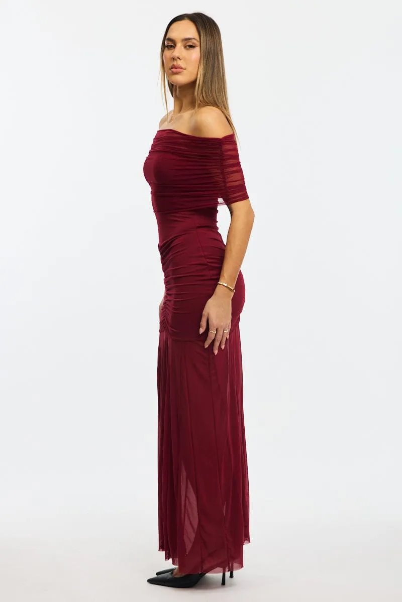 Red Off Shoulder Maxi Dress Mesh sold by Ally Fashion product image thumbnail 3