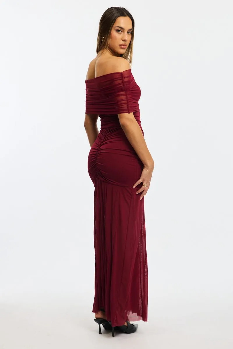 Red Off Shoulder Maxi Dress Mesh sold by Ally Fashion product image thumbnail 4