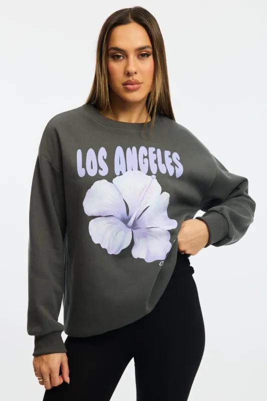 Grey Graphic Hoodie Long Sleeve sold by Ally Fashion