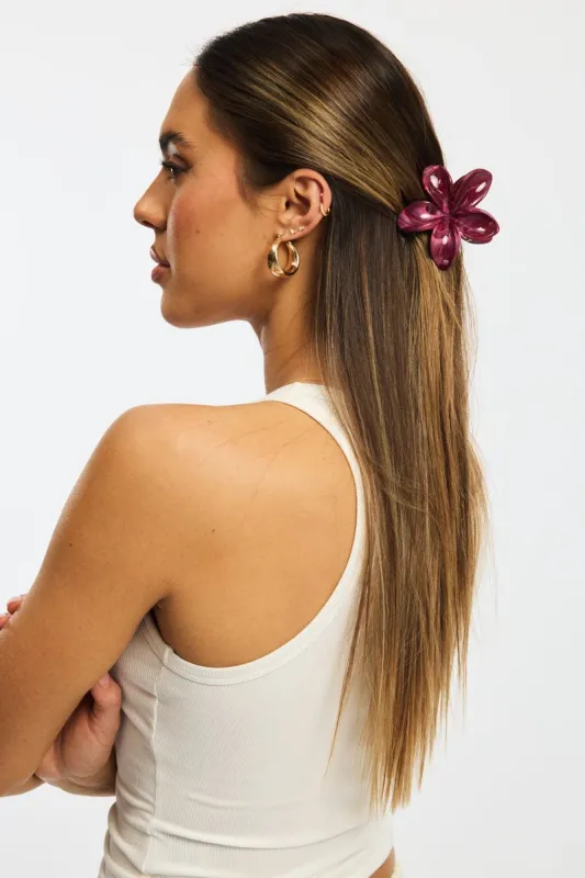 Red Marbled Flower Claw Clip sold by Ally Fashion