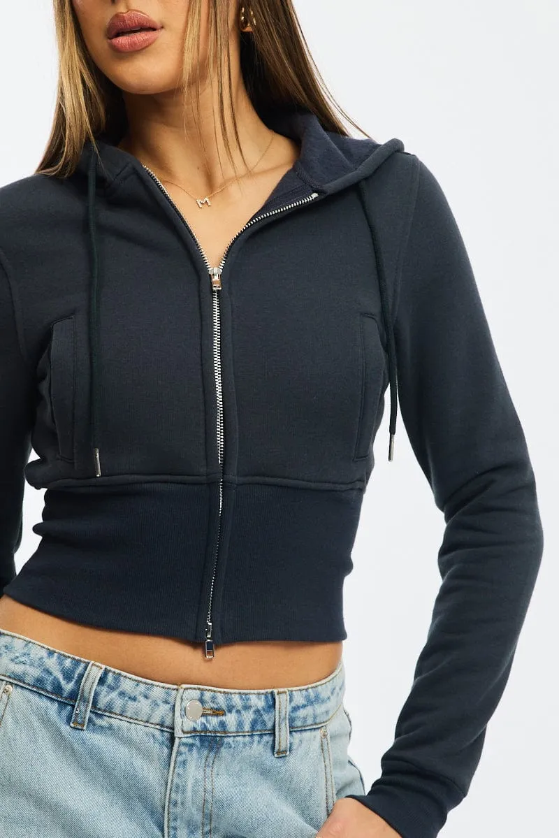 Blue Zip Through Hoodie sold by Ally Fashion product image thumbnail 5