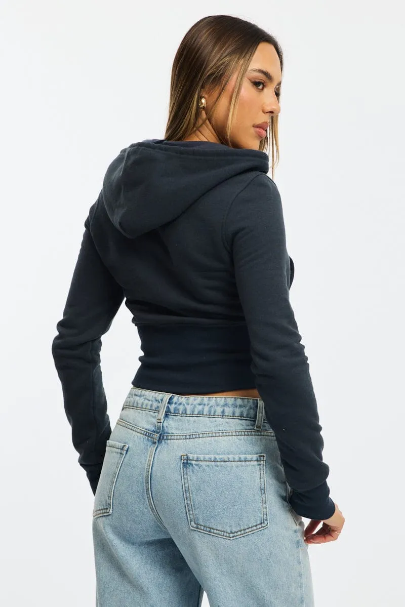 Blue Zip Through Hoodie sold by Ally Fashion product image thumbnail 4