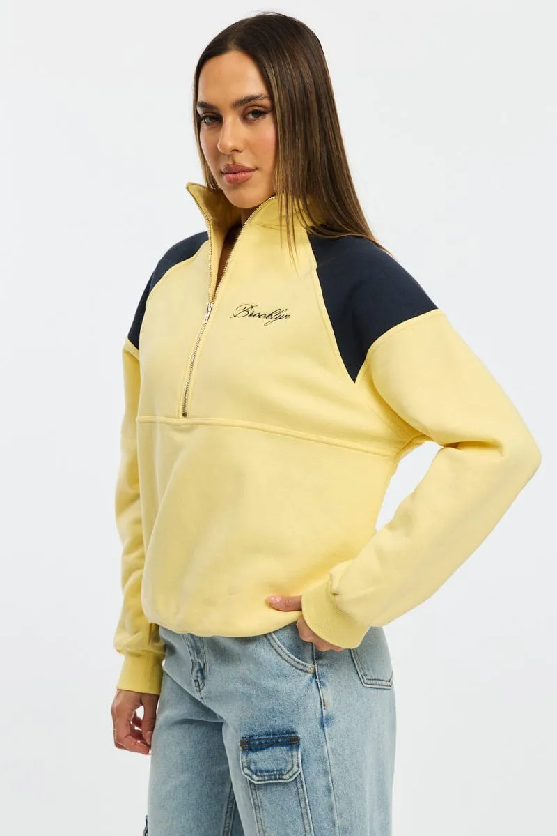 Yellow Zip Sweater Funnel Neck Oversized sold by Ally Fashion product image thumbnail 3