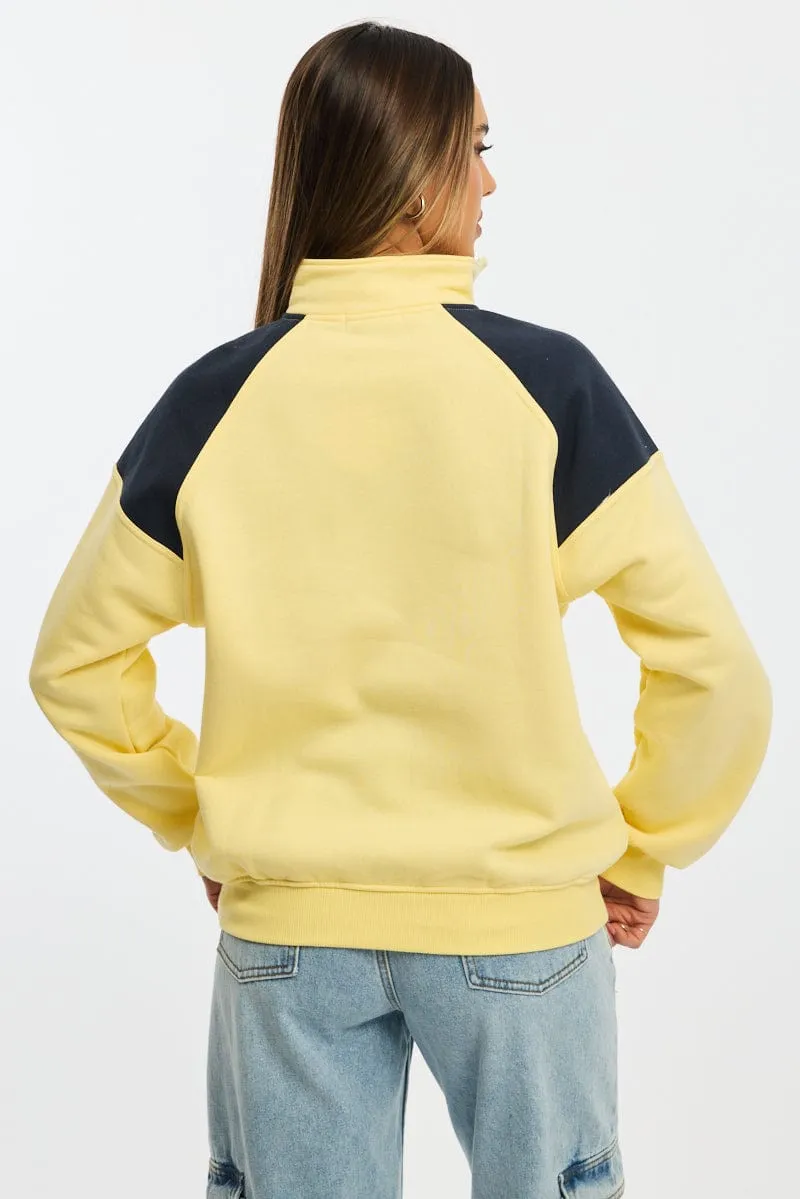 Yellow Zip Sweater Funnel Neck Oversized sold by Ally Fashion product image thumbnail 4
