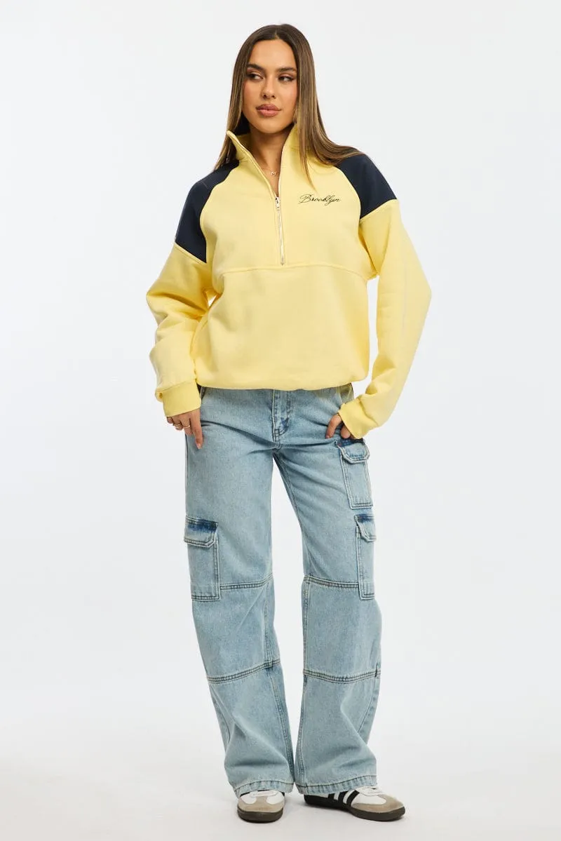 Yellow Zip Sweater Funnel Neck Oversized sold by Ally Fashion product image thumbnail 2