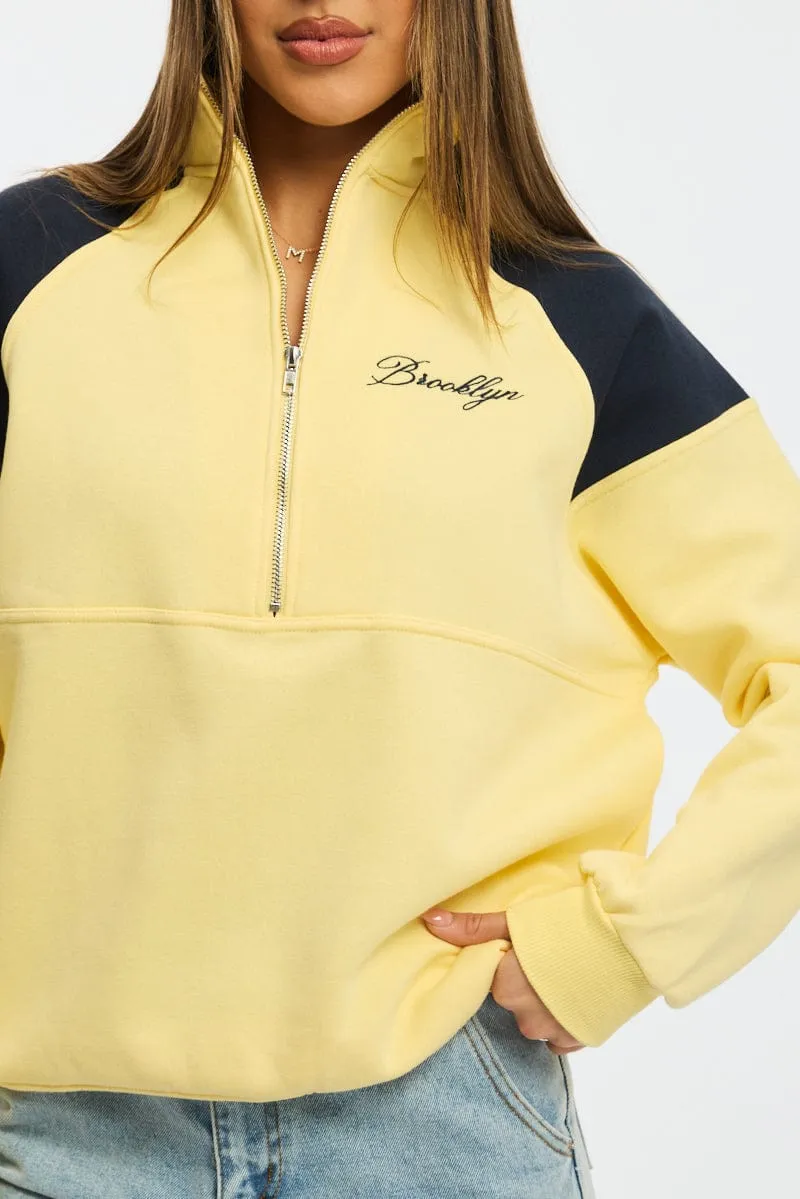 Yellow Zip Sweater Funnel Neck Oversized sold by Ally Fashion product image thumbnail 5