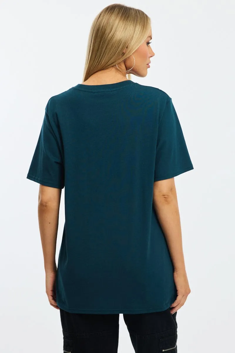 Blue Graphic Tee Short Sleeve sold by Ally Fashion product image thumbnail 4