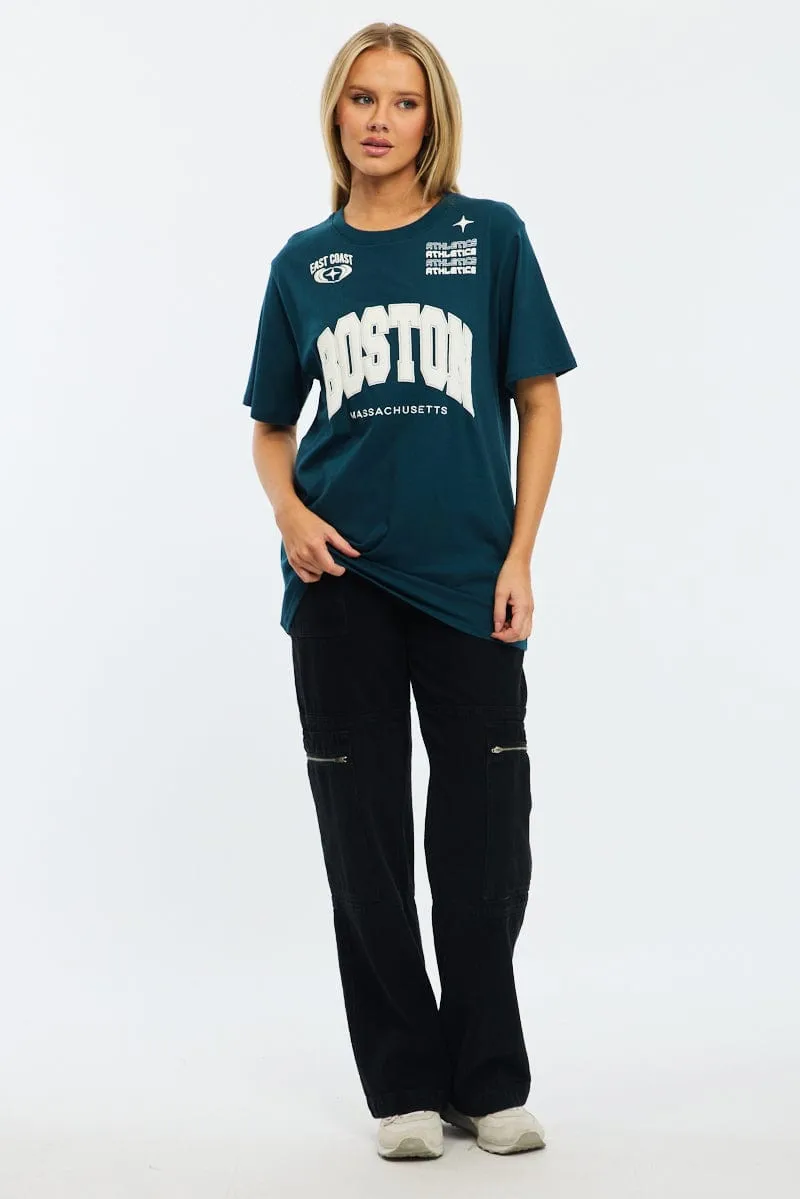 Blue Graphic Tee Short Sleeve sold by Ally Fashion product image thumbnail 2