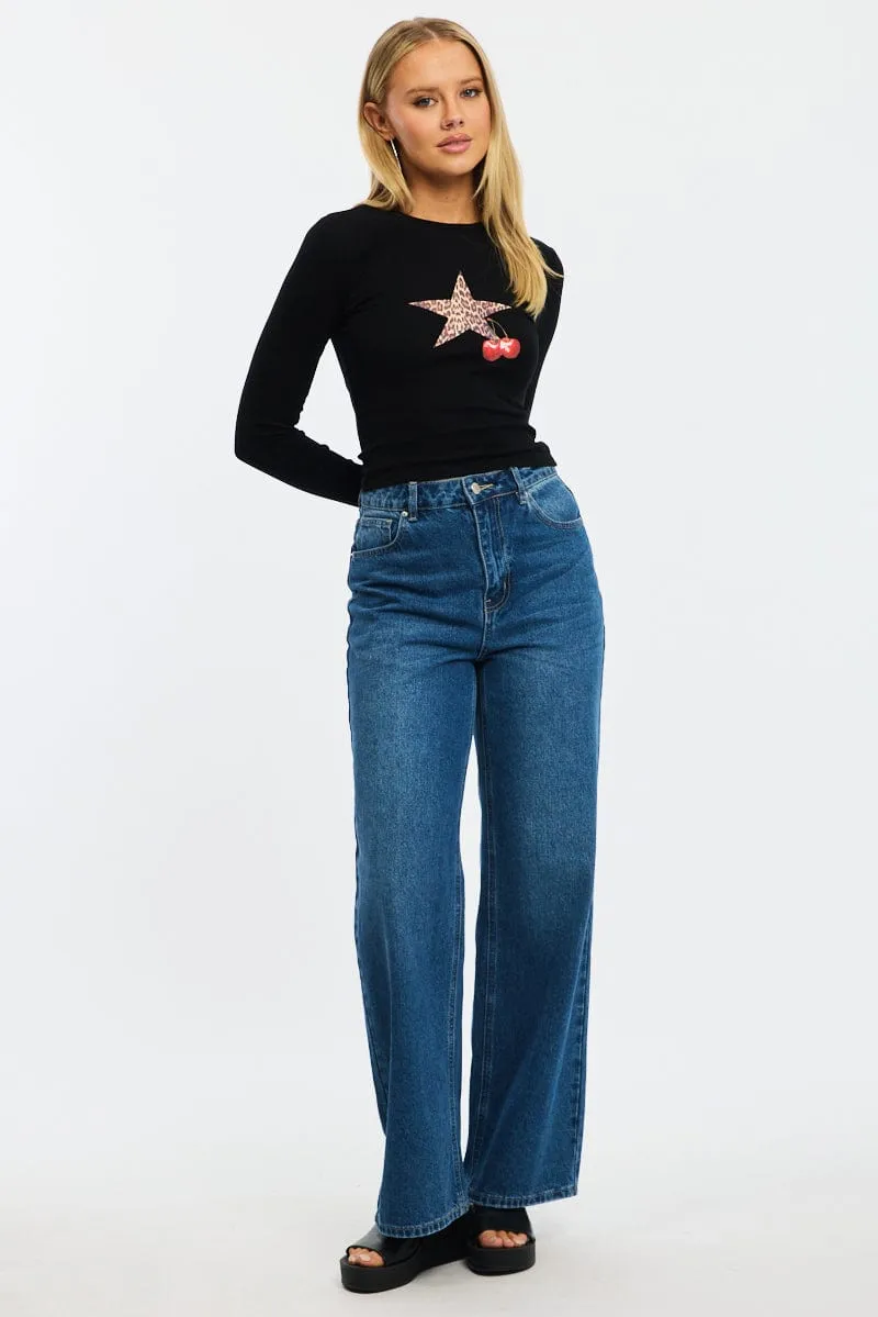 Black Graphic Tee Long Sleeve sold by Ally Fashion product image thumbnail 2