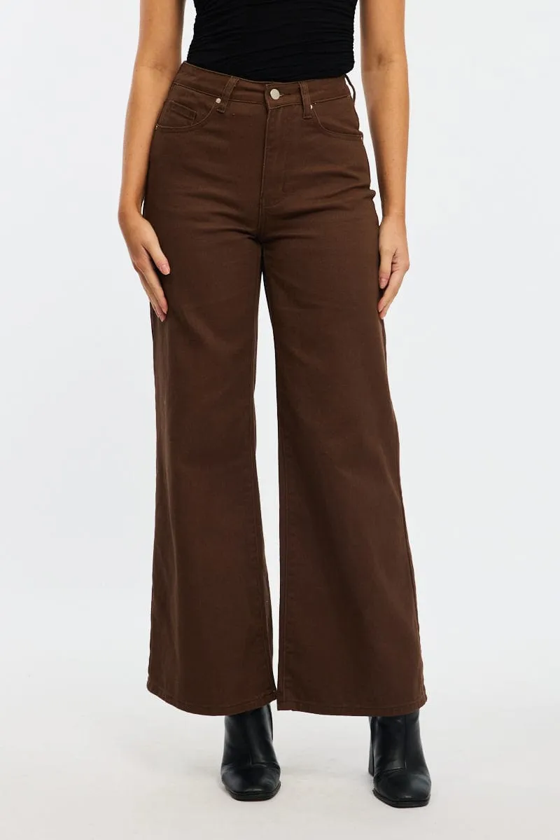 Brown Brown Mid Rise Straight Leg Jeans sold by Ally Fashion product image thumbnail 2