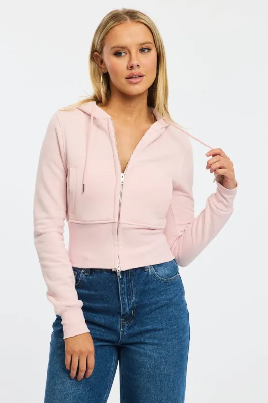 Pink Zip Through Hoodie sold by Ally Fashion