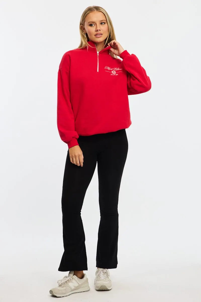 Red Zip Neck Sweater Oversized sold by Ally Fashion product image thumbnail 2