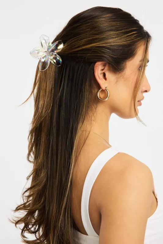 Metallic Iridescent Flower Claw Clip sold by Ally Fashion