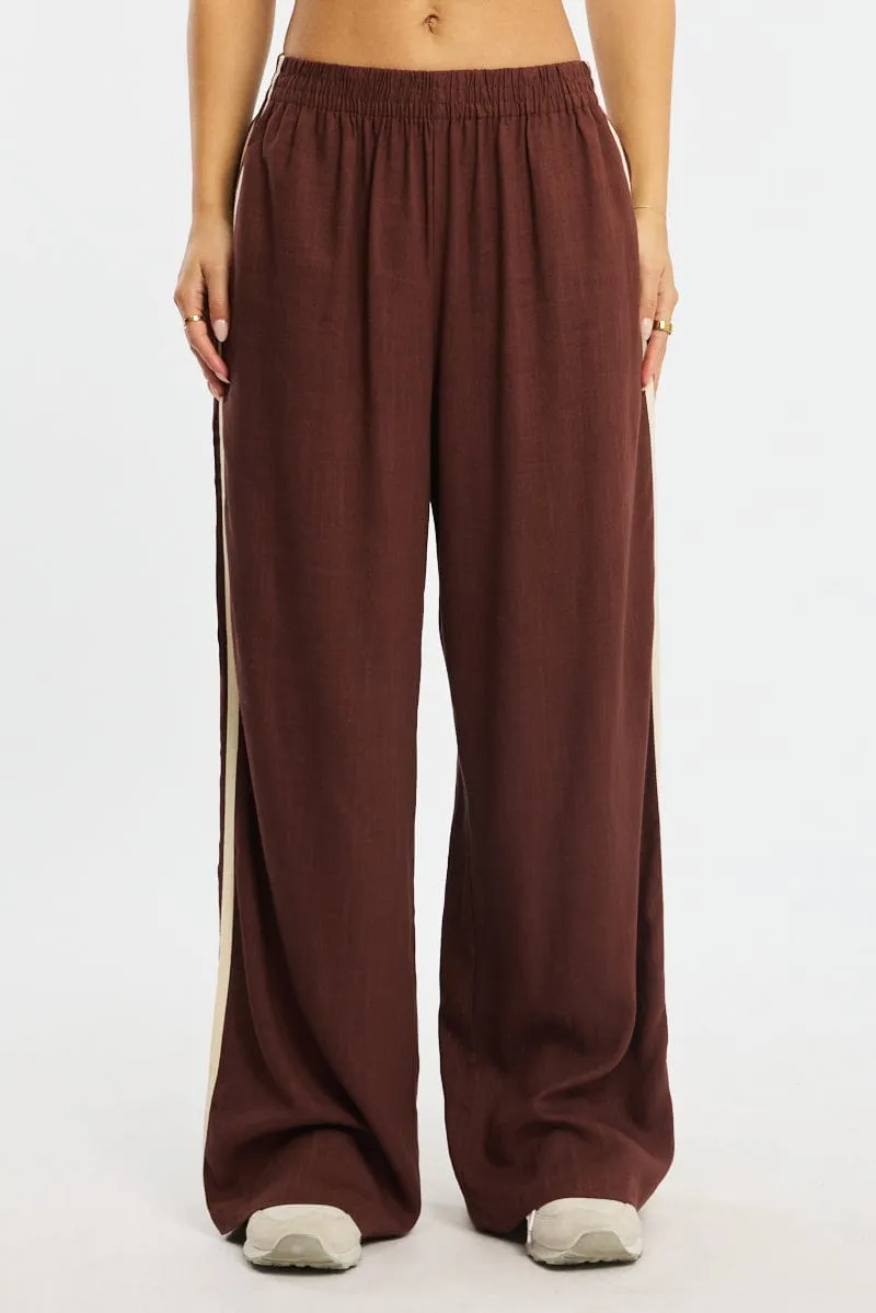 Brown Wide Leg Pants Side Stripe sold by Ally Fashion product image thumbnail 2