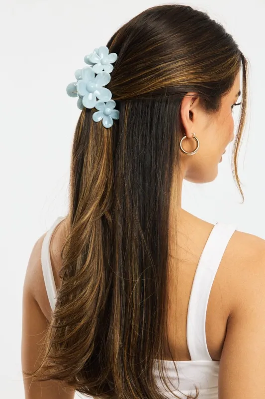 Blue Marbled Flower Claw Clip sold by Ally Fashion
