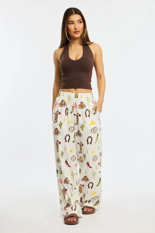 Multi Abstract Wide Leg Pants Elasticated Waist sold by Ally Fashion