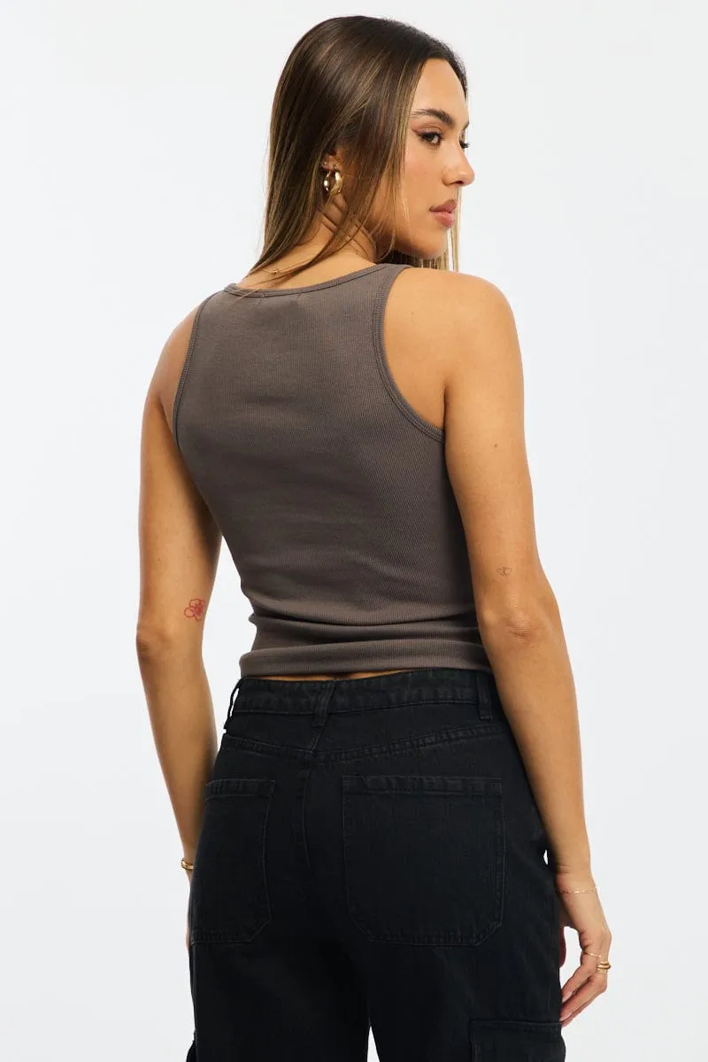 Grey Tank Top sold by Ally Fashion product image thumbnail 4