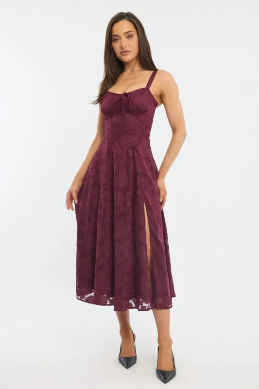 Red Midi Dress Burn Out sold by Ally Fashion