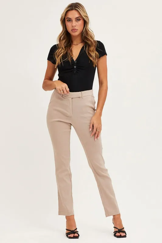 Beige Slim Pants High Rise Workwear sold by Ally Fashion