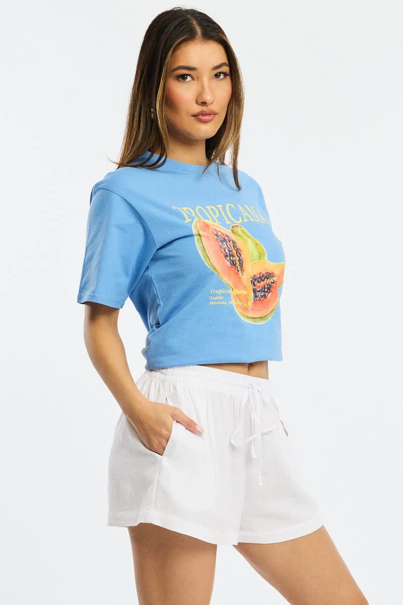 White Shorts Elasticated Waist sold by Ally Fashion product image thumbnail 3