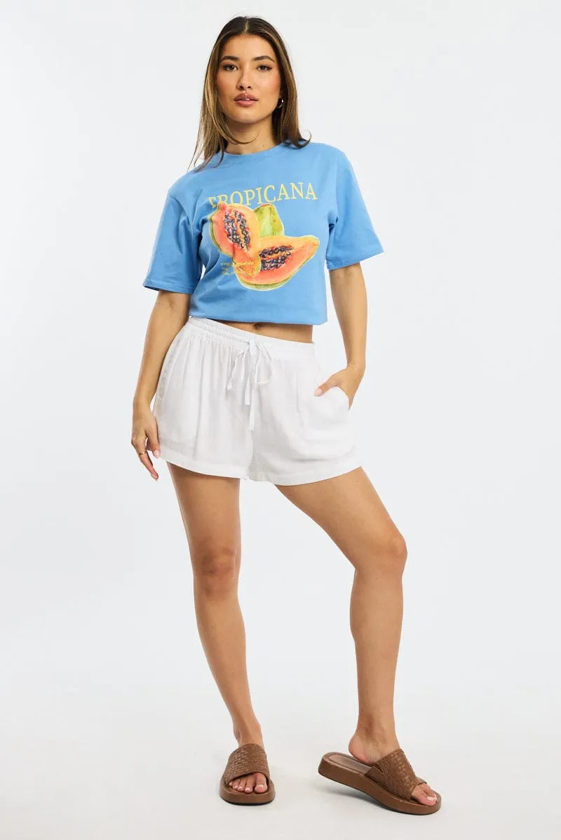 White Shorts Elasticated Waist sold by Ally Fashion product image thumbnail 2