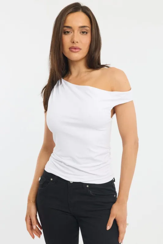 White Off Shoulder Top sold by Ally Fashion