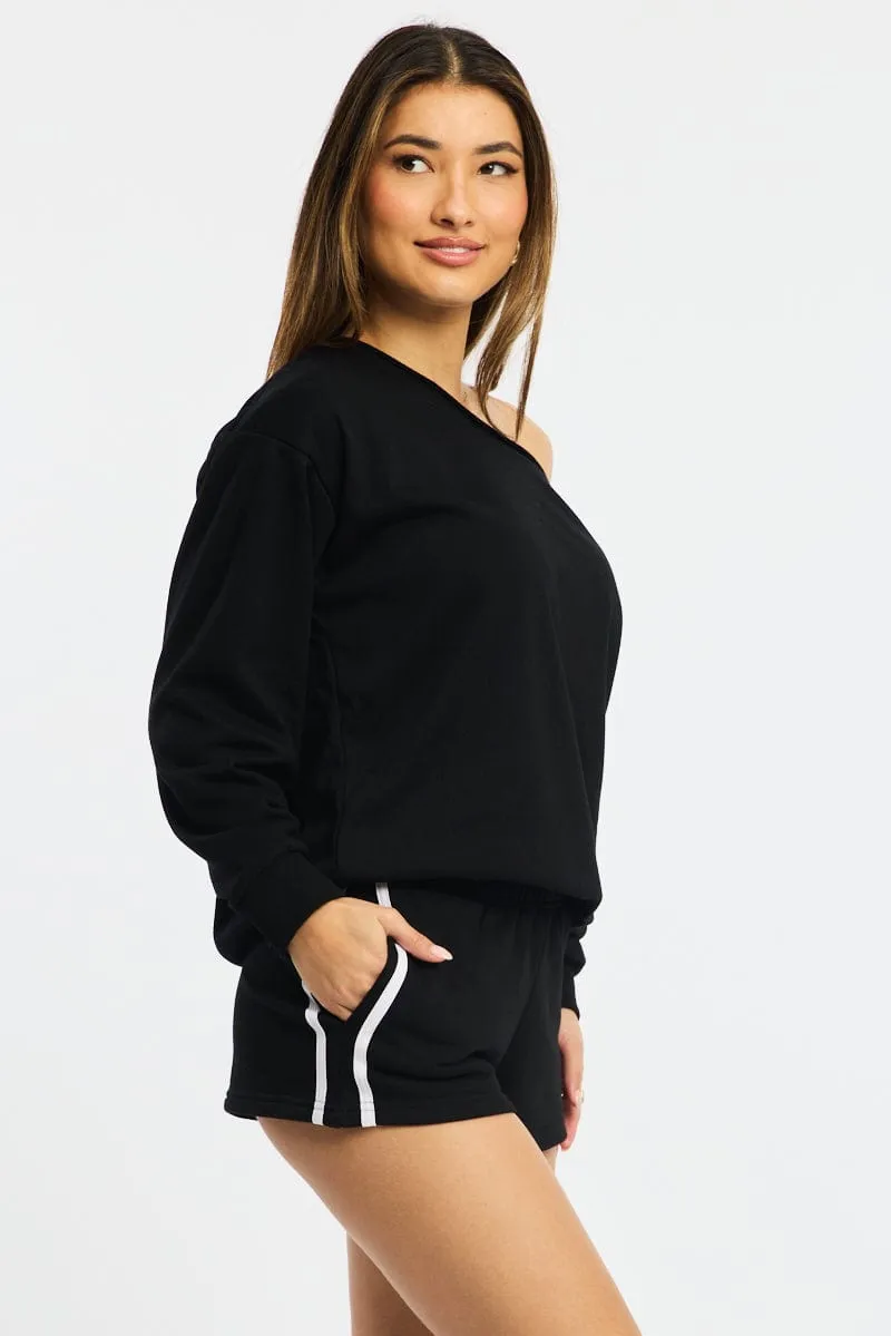 Black Track Shorts Elasticated sold by Ally Fashion product image thumbnail 4