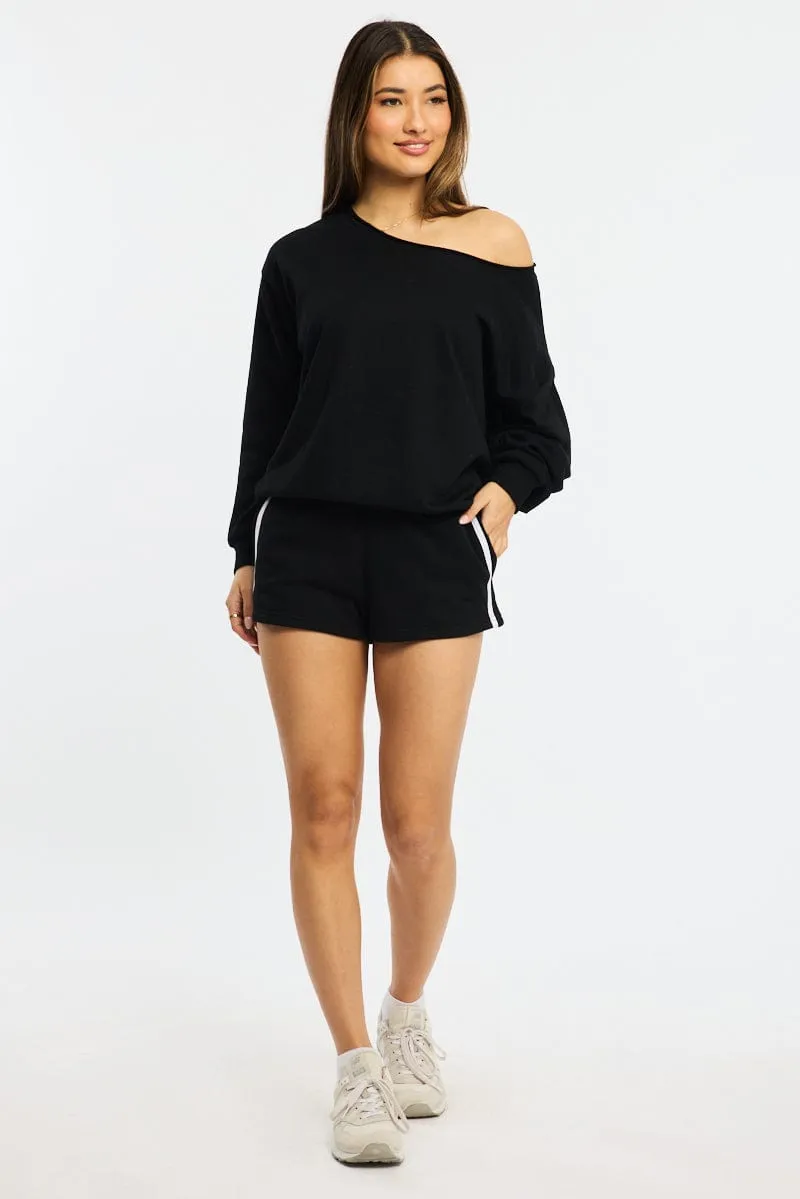 Black Track Shorts Elasticated sold by Ally Fashion product image thumbnail 3