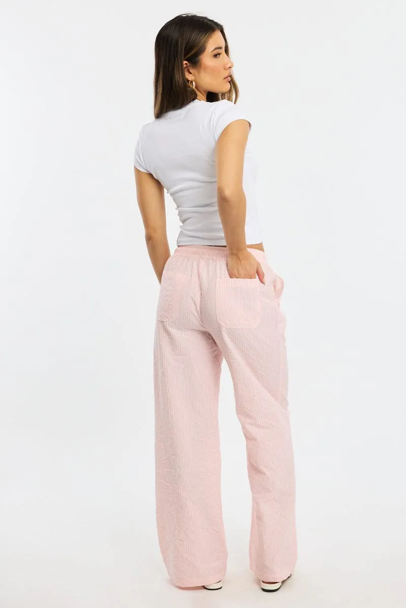 Pink Stripe Wide Leg Pants Elasticated Waist sold by Ally Fashion product image thumbnail 4