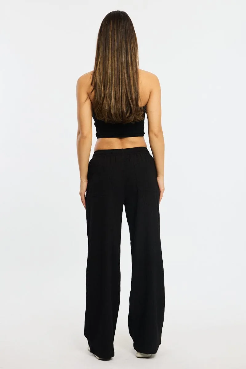 Black Wide Leg Pants Elasticated Waist sold by Ally Fashion product image thumbnail 4