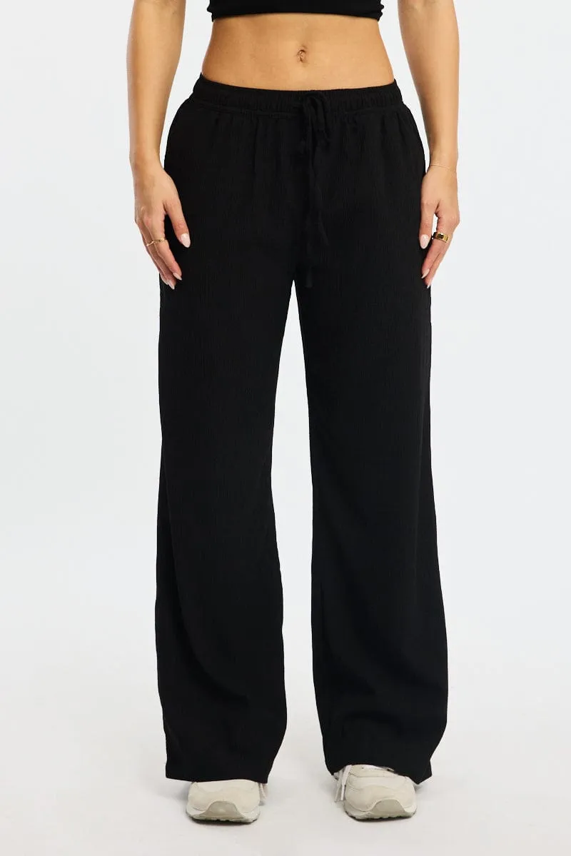 Black Wide Leg Pants Elasticated Waist sold by Ally Fashion product image thumbnail 2