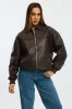 Brown Bomber Jacket Faux Leather sold by Ally Fashion