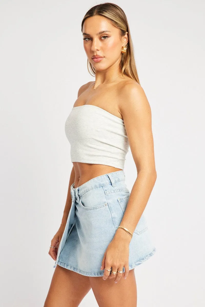 Grey Bandeau Top Sleeveless Strapless Rib sold by Ally Fashion product image thumbnail 4