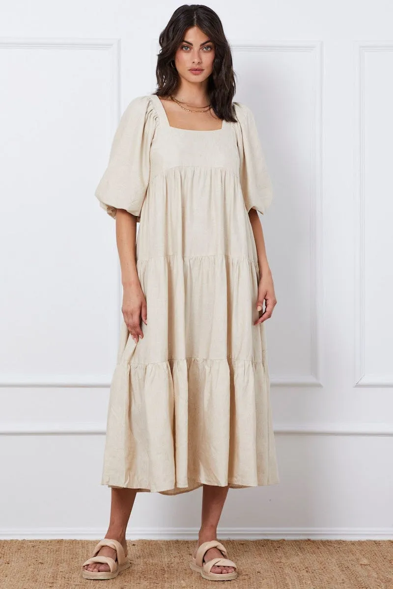 Black Oatmeal Ma Midi Dress Short Sleeve Square Neck sold by Ally Fashion product image thumbnail 2