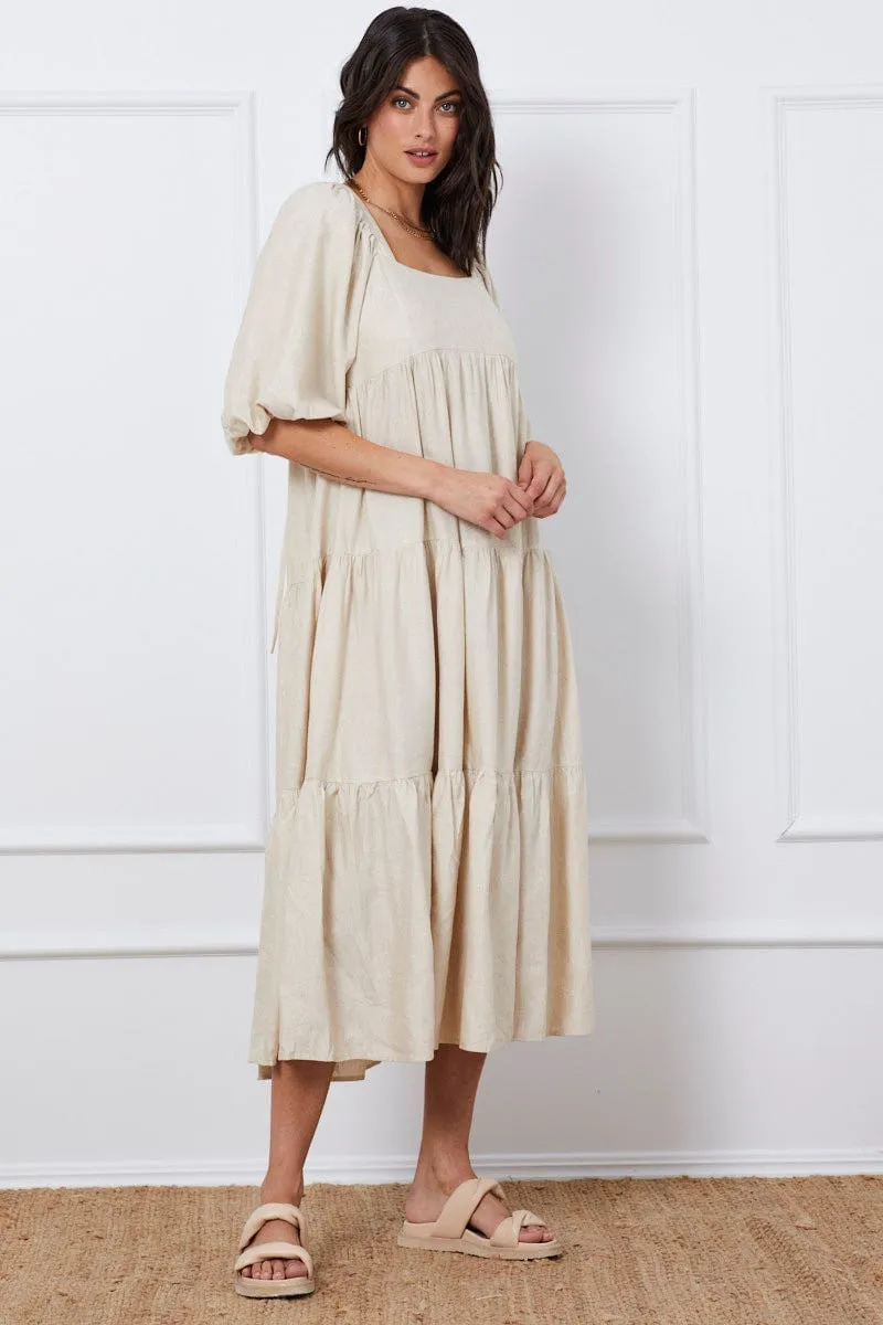 Black Oatmeal Ma Midi Dress Short Sleeve Square Neck sold by Ally Fashion product image thumbnail 3