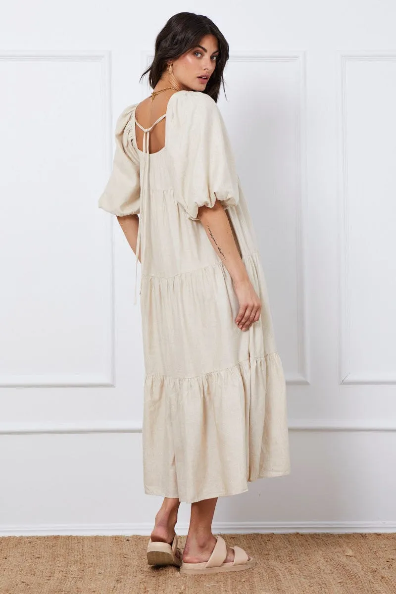 Black Oatmeal Ma Midi Dress Short Sleeve Square Neck sold by Ally Fashion product image thumbnail 5