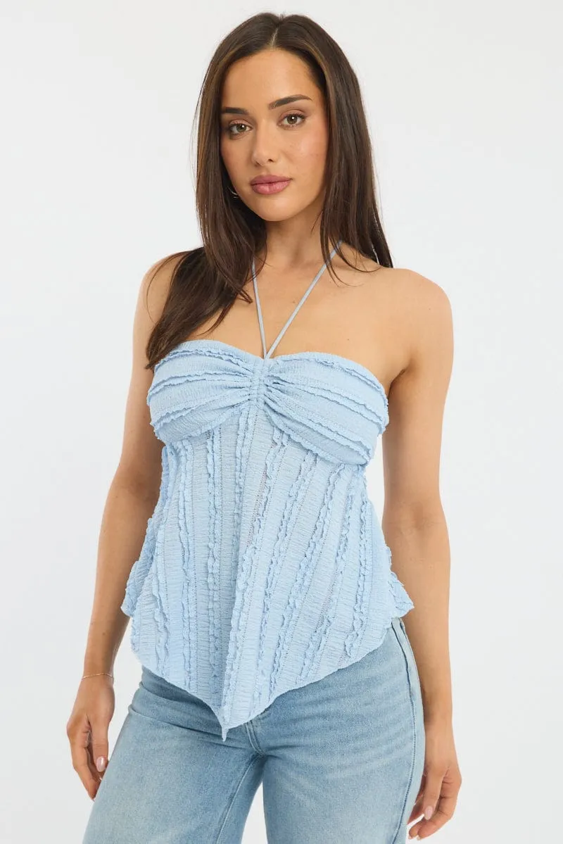 Blue Halter Top Sleeveless sold by Ally Fashion
