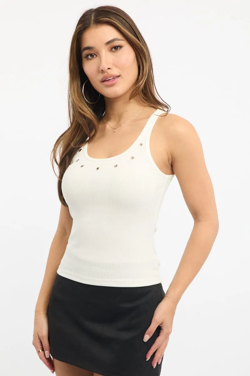 White Tank Top sold by Ally Fashion product image thumbnail 2