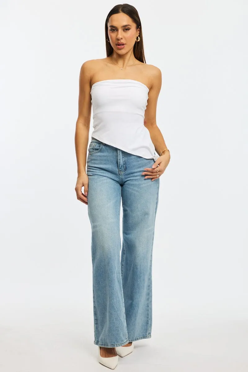 White Bandeau Top Asymmetric Hem sold by Ally Fashion product image thumbnail 2